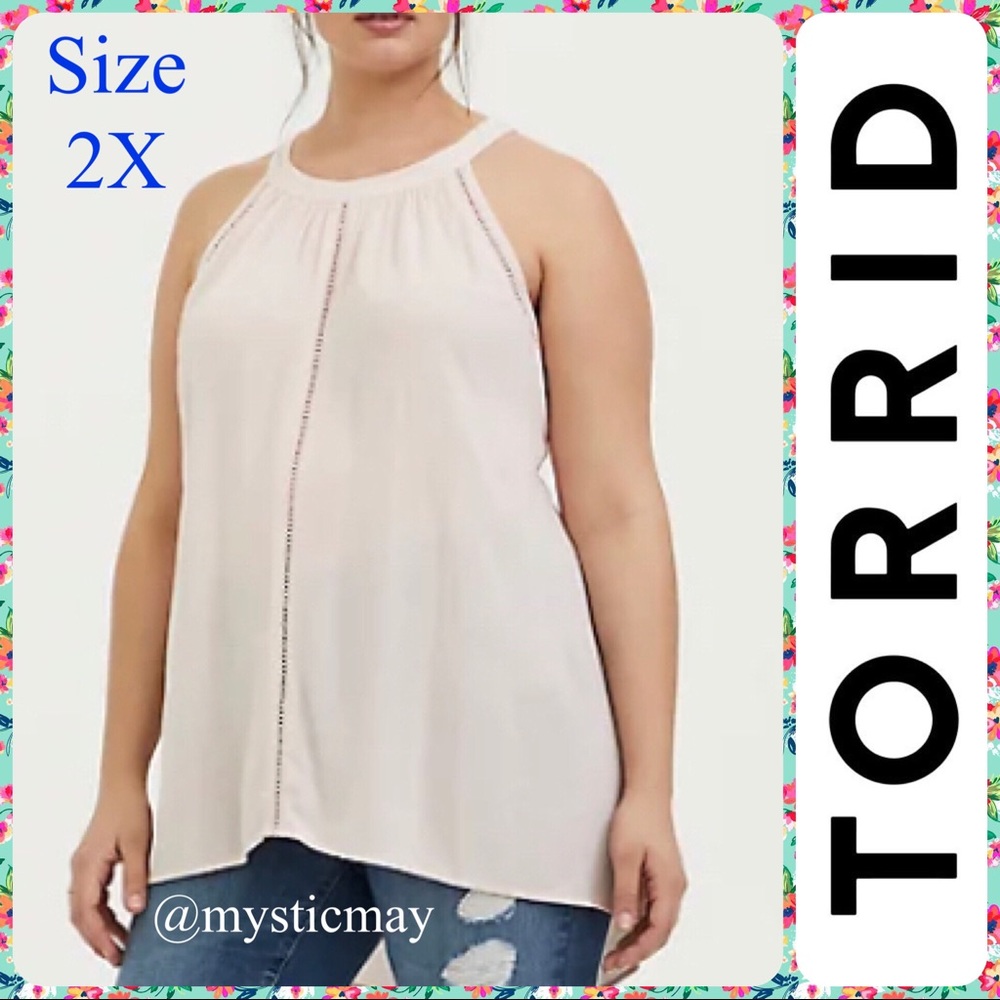 New w Tags TORRID Light Pink Crinkle Gauze Goddess Top Plus Size 2X Sleeveless